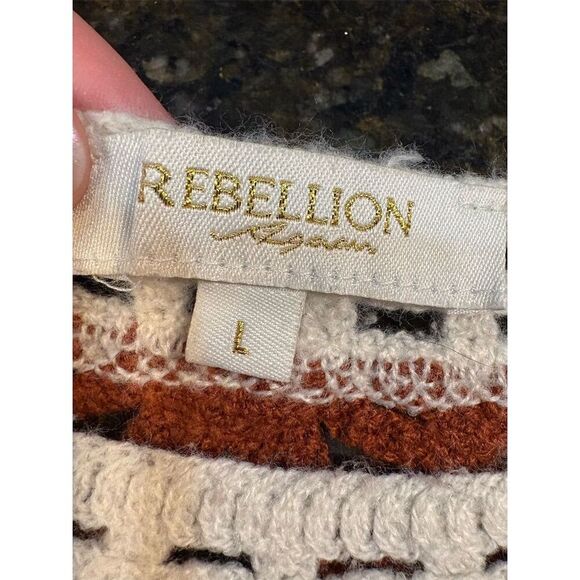 Rebellion  Women's L Multicolor Crochet Pullover Sweater Top - Picture 9 of 11